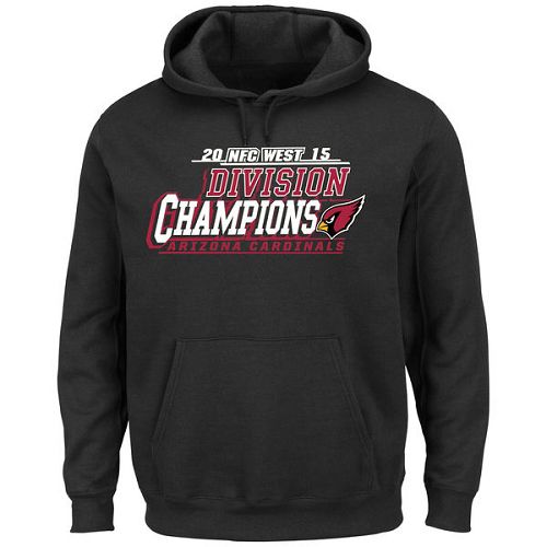Men's Arizona Cardinals Majestic Black 2015 NFC West Division Champions Pullover Hoodie - Click Image to Close